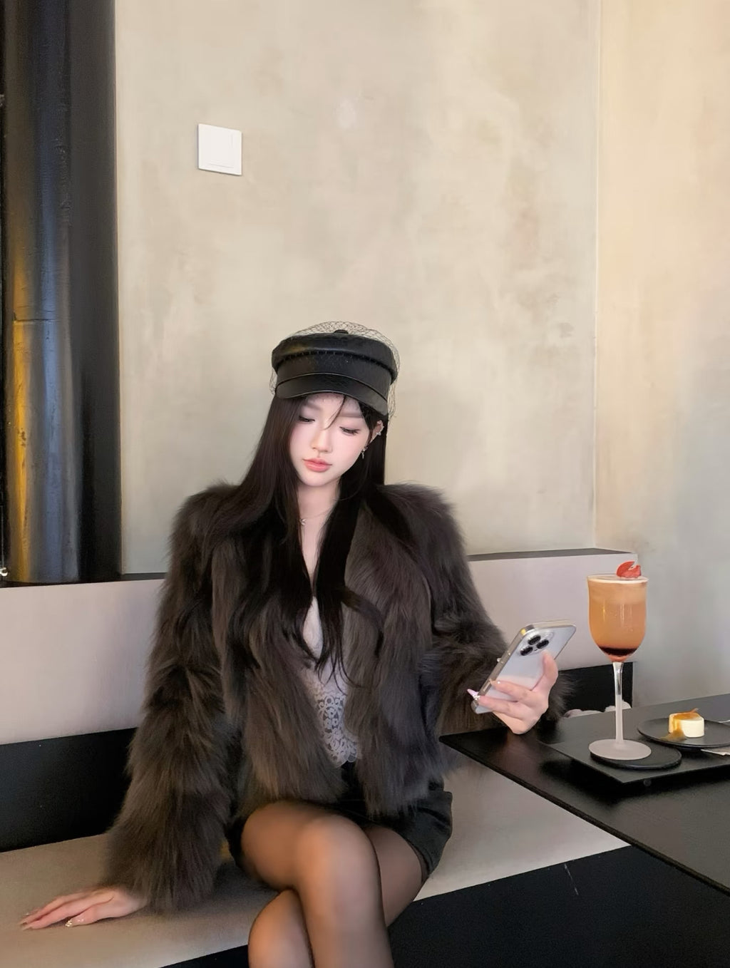 高級感低調紡狐狸毛加厚毛毛大衣