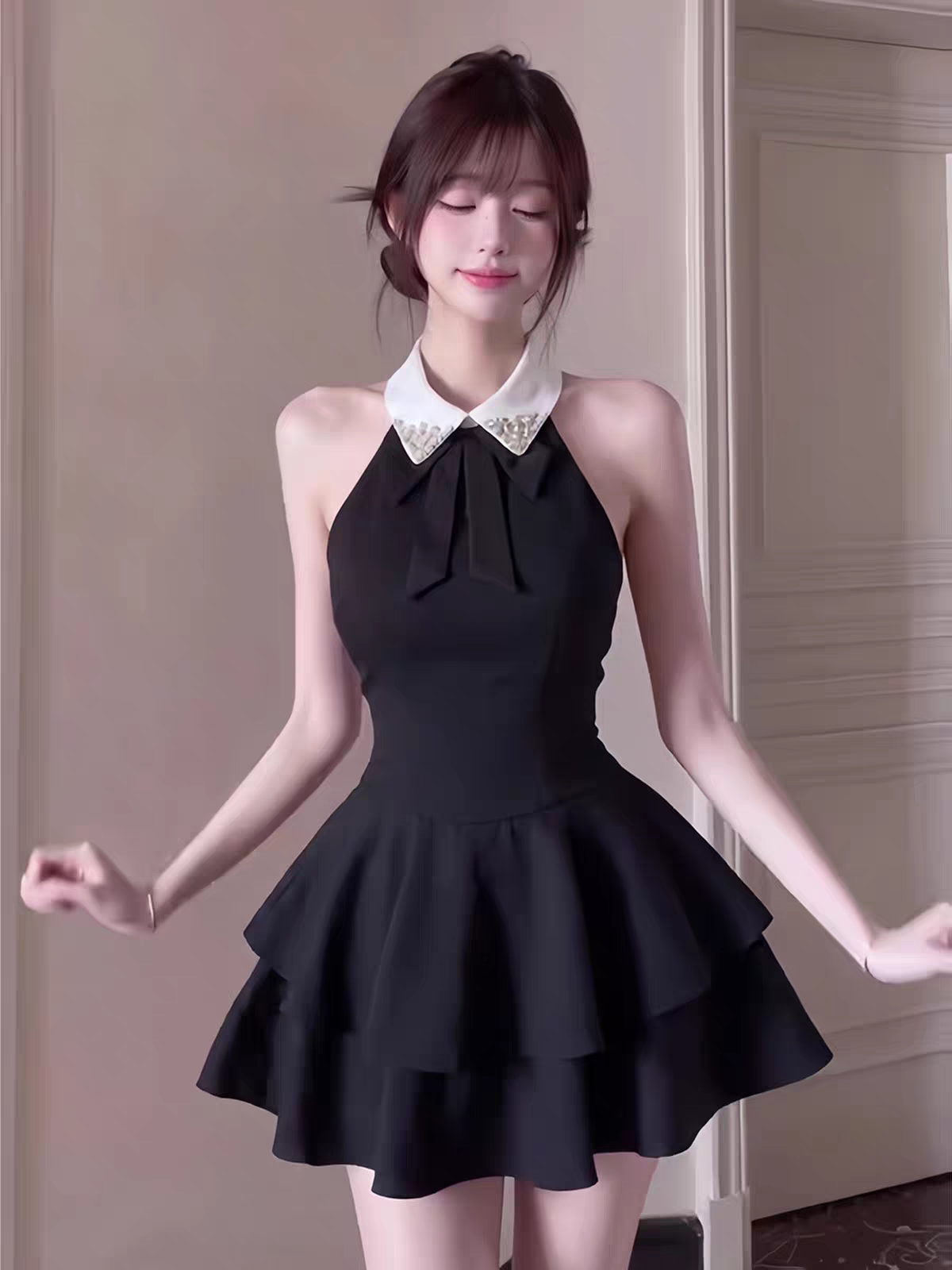 高級感赫本風無袖修身連衣裙