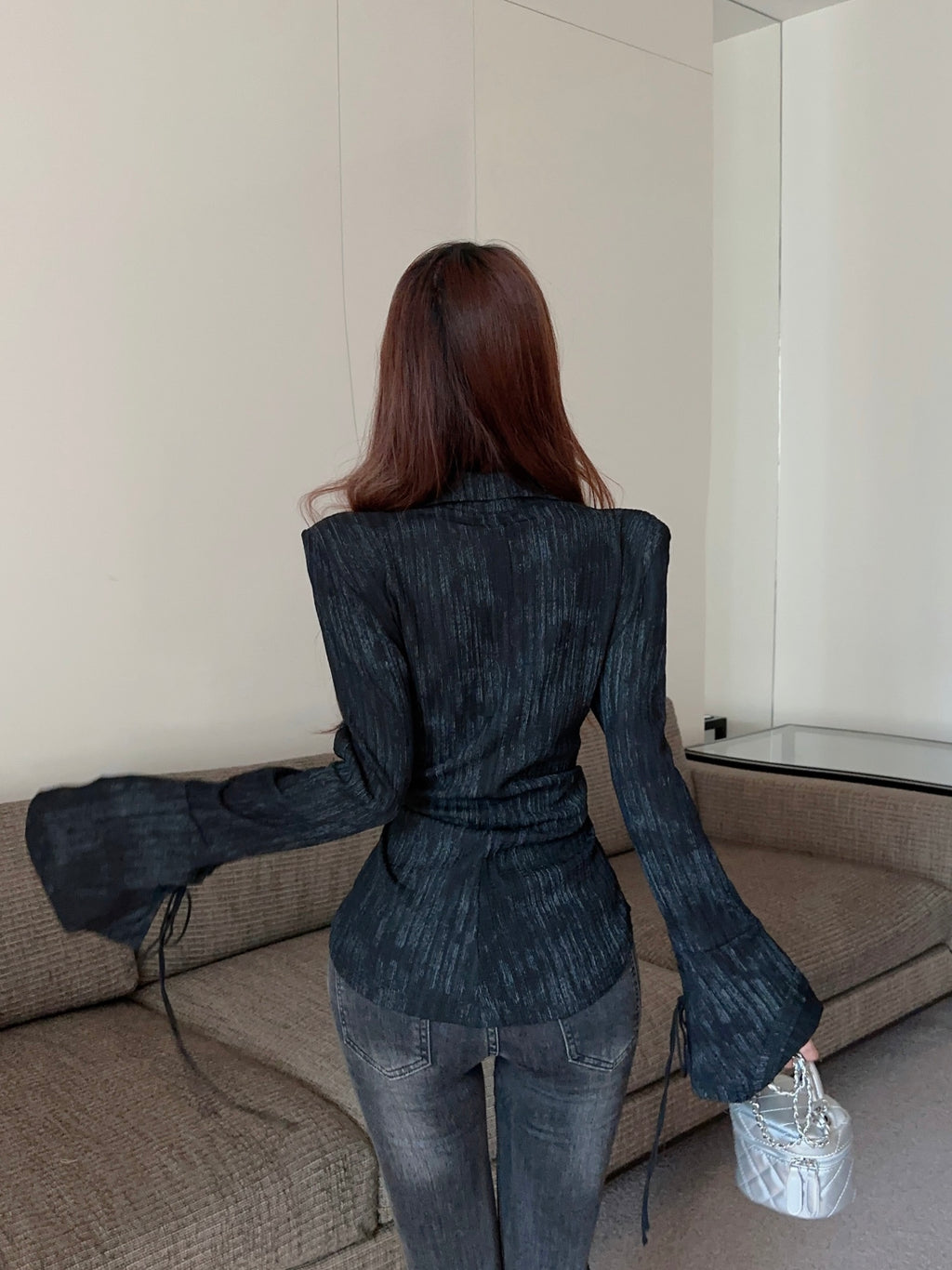 春夏法式氣質設計感掐腰長袖襯衫