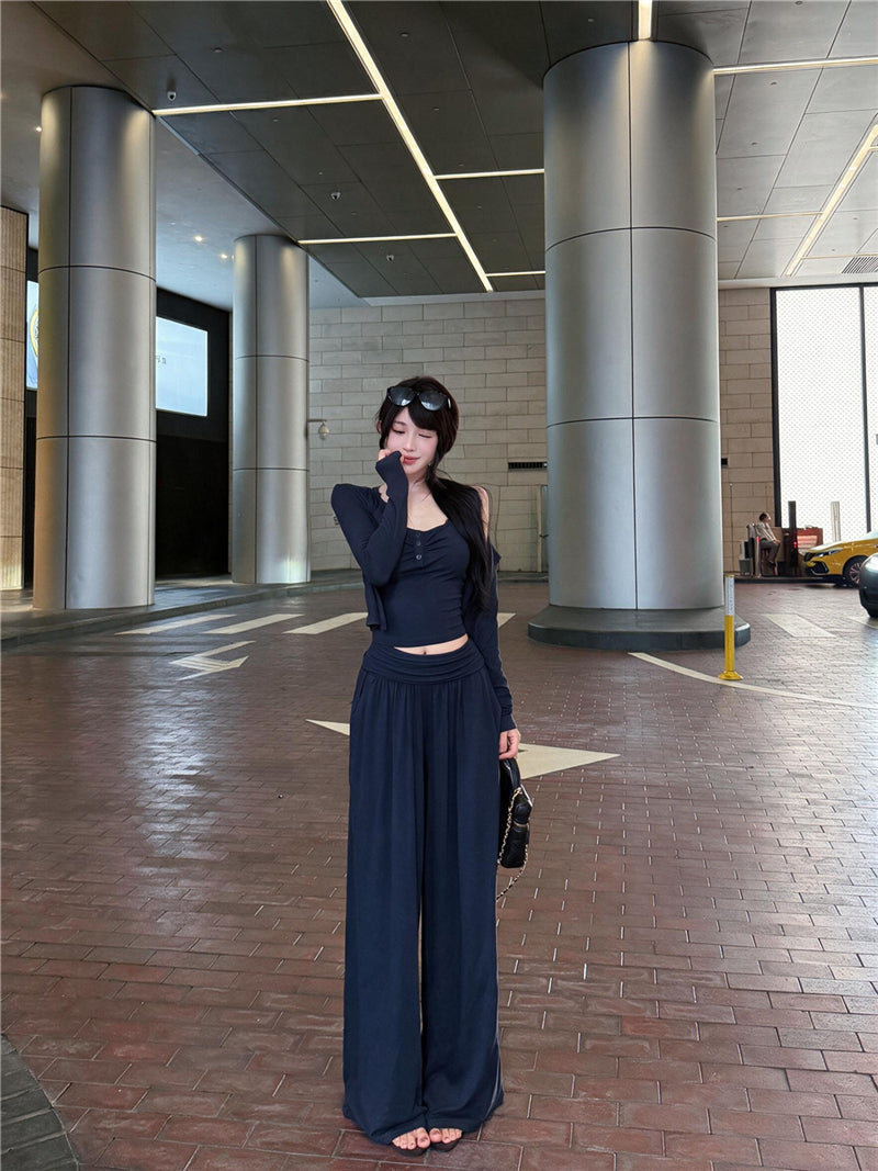 簡約氣質性感蕾絲吊帶背心三件套