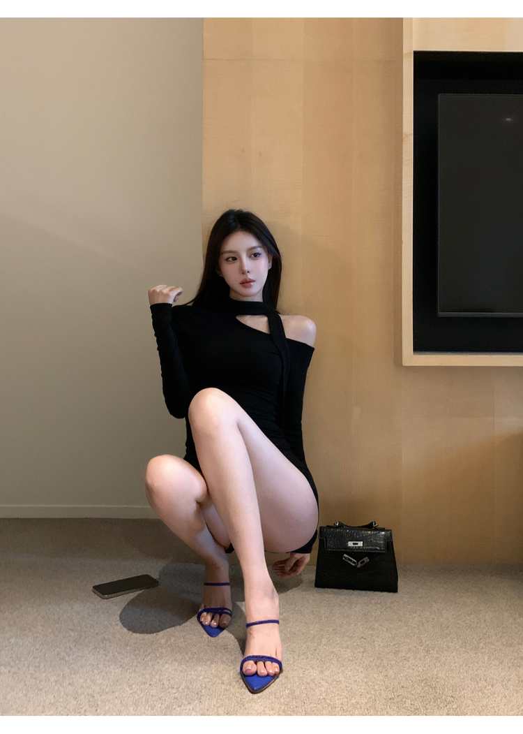 優雅氣質純欲掛脖長袖上衣
