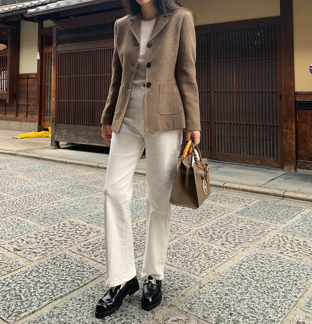 韓系復古休閒西裝外套