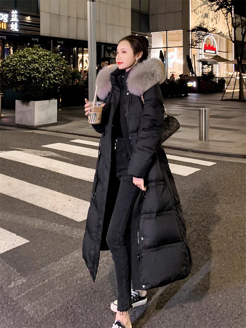 氣質簡約修身收腰毛領羽絨服