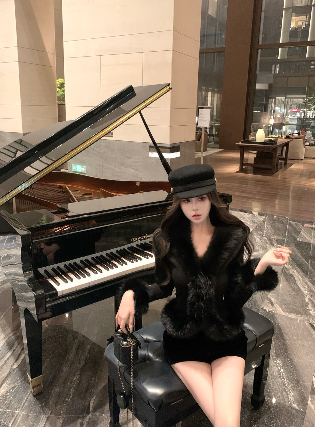 可愛性感毛毛邊v領針織開衫毛衣外套