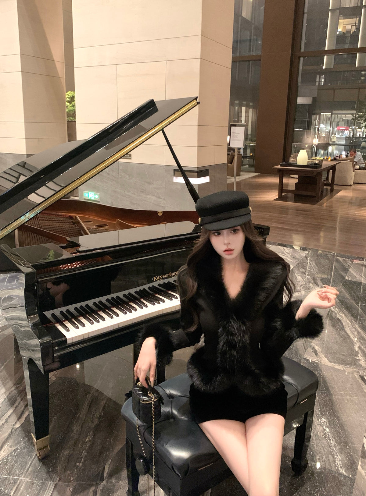 可愛性感毛毛邊v領針織開衫毛衣外套