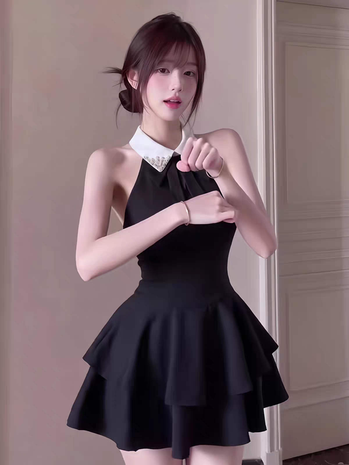 高級感赫本風無袖修身連衣裙