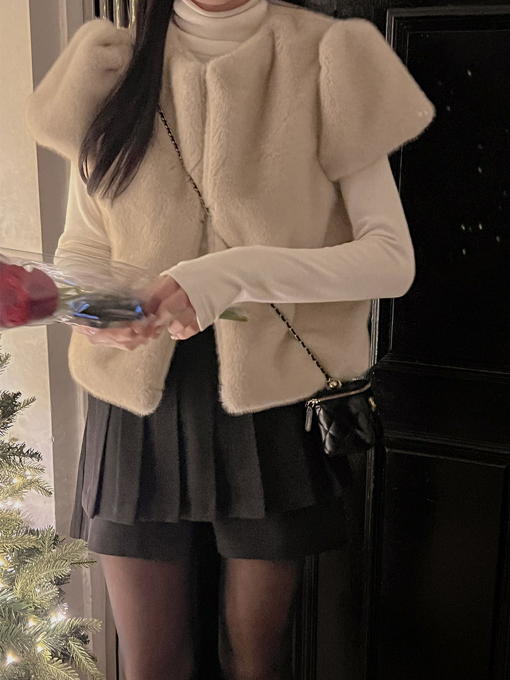 秋冬ins系百搭水貂毛短款馬甲外套
