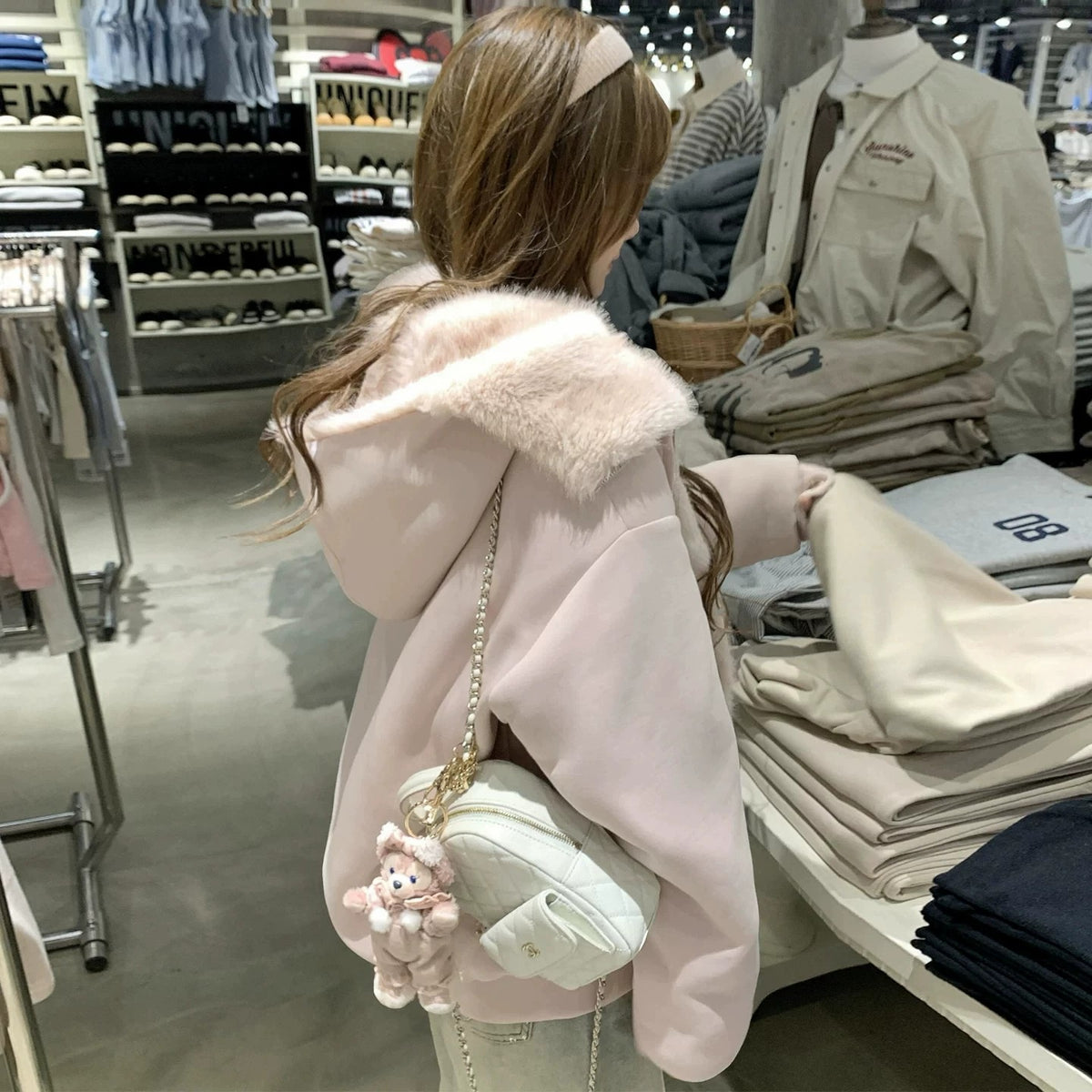 冬季chic韓系兩穿加絨加厚毛毛外套