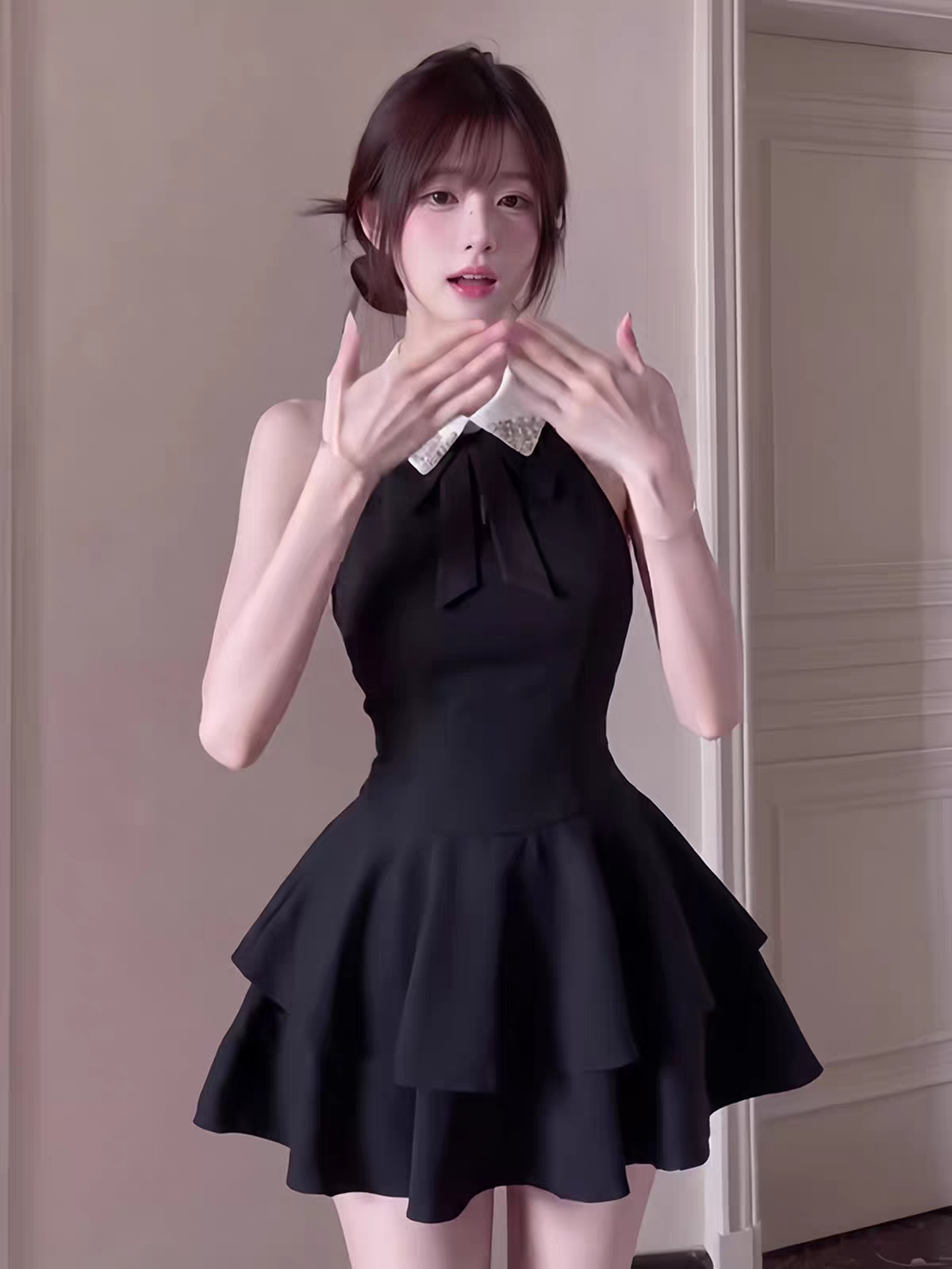 高級感赫本風無袖修身連衣裙