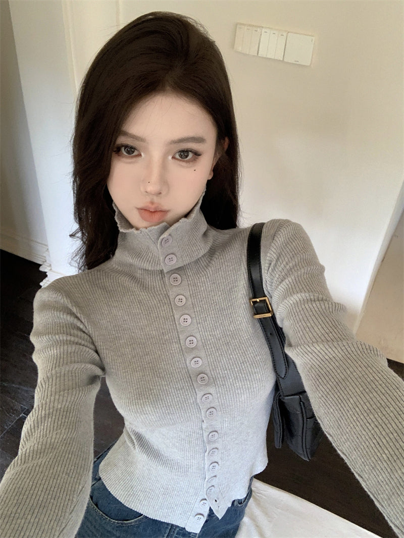 百搭簡約高領修身顯瘦上衣