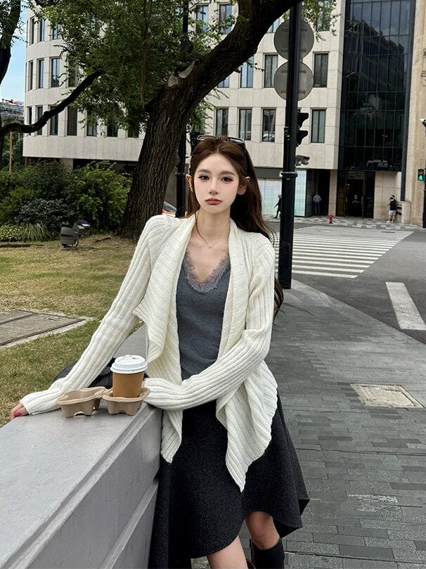 時尚慵懶不規則針織外套