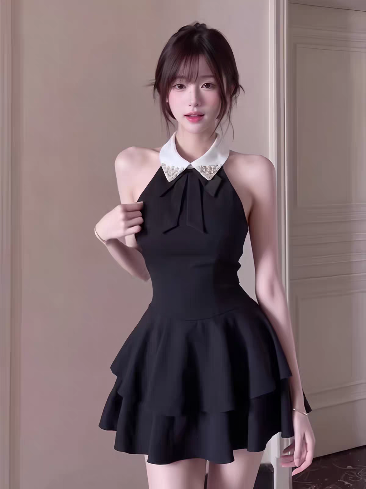 高級感赫本風無袖修身連衣裙