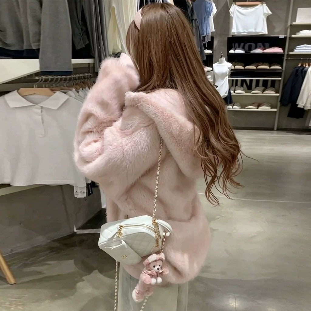 冬季chic韓系兩穿加絨加厚毛毛外套