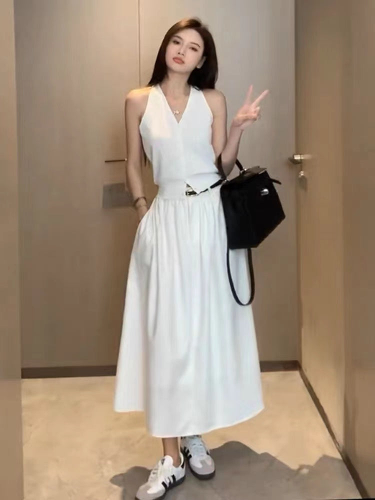 純欲風V領鈕扣針織無袖背心