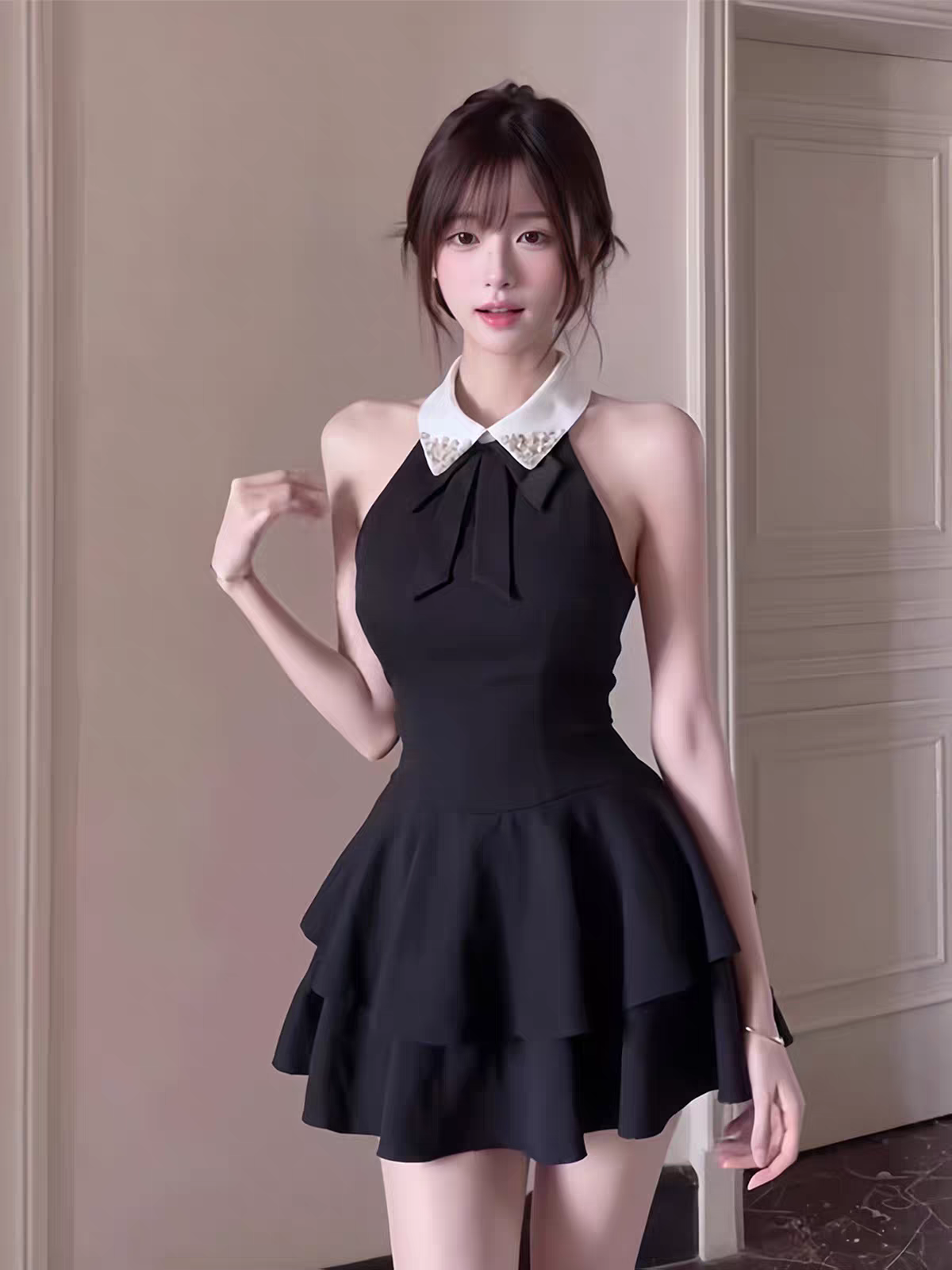 高級感赫本風無袖修身連衣裙