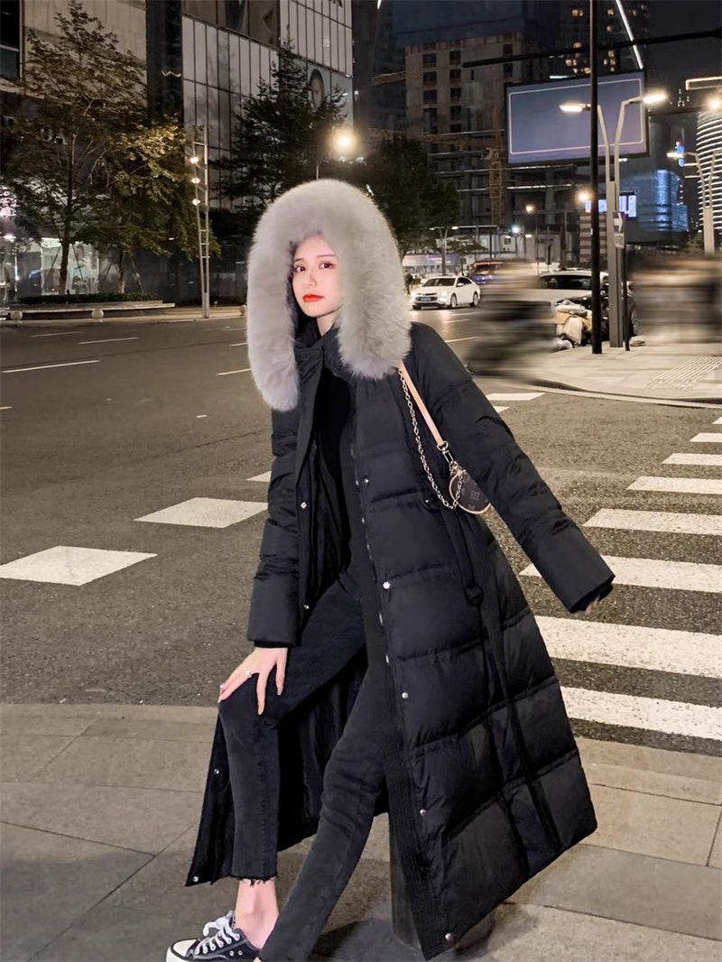 氣質簡約修身收腰毛領羽絨服