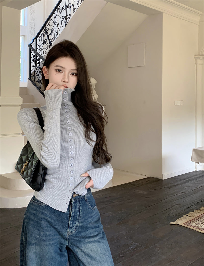 百搭簡約高領修身顯瘦上衣