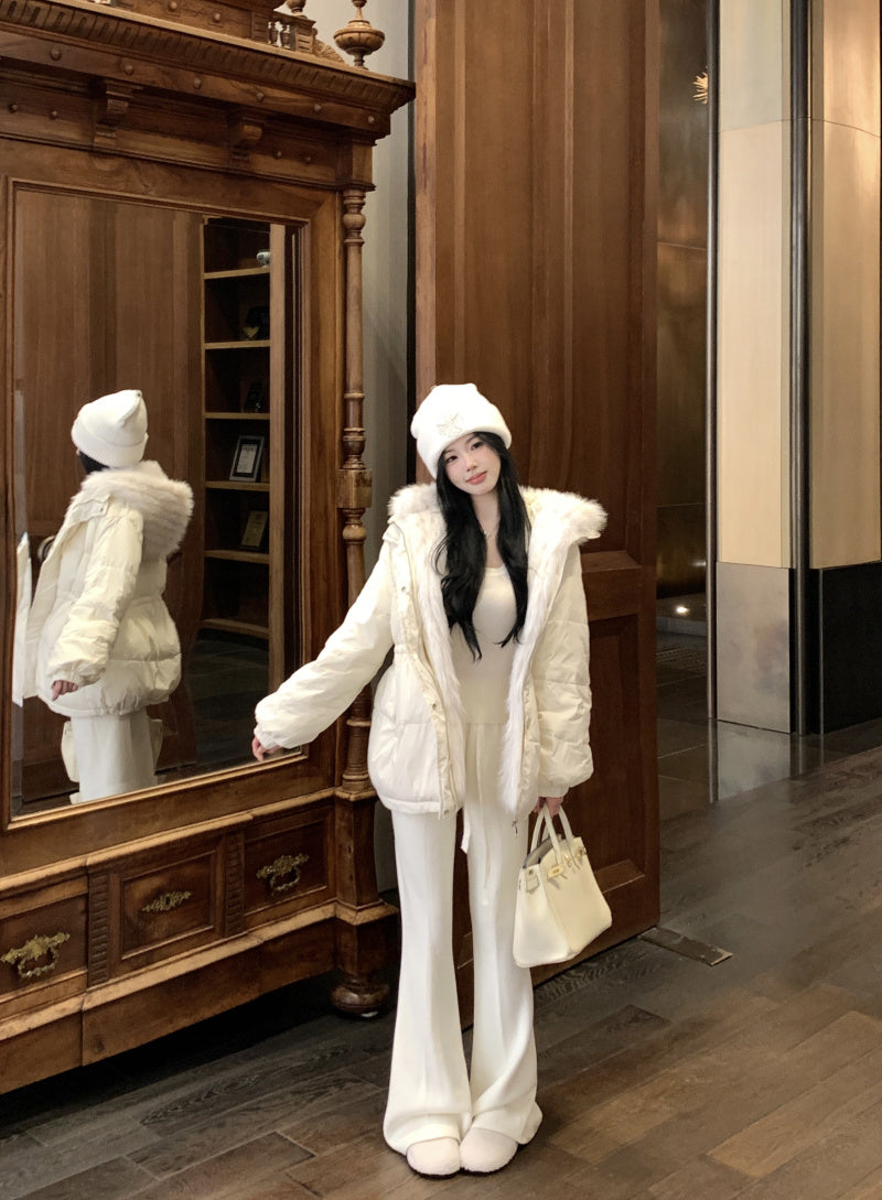 慵懶高級毛領連帽羽絨外套