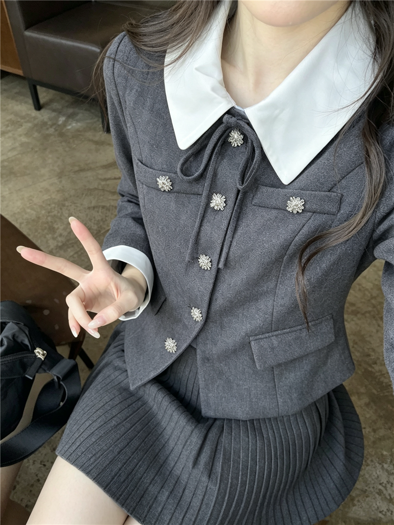 法式純欲千金風收腰外套+百褶裙套裝